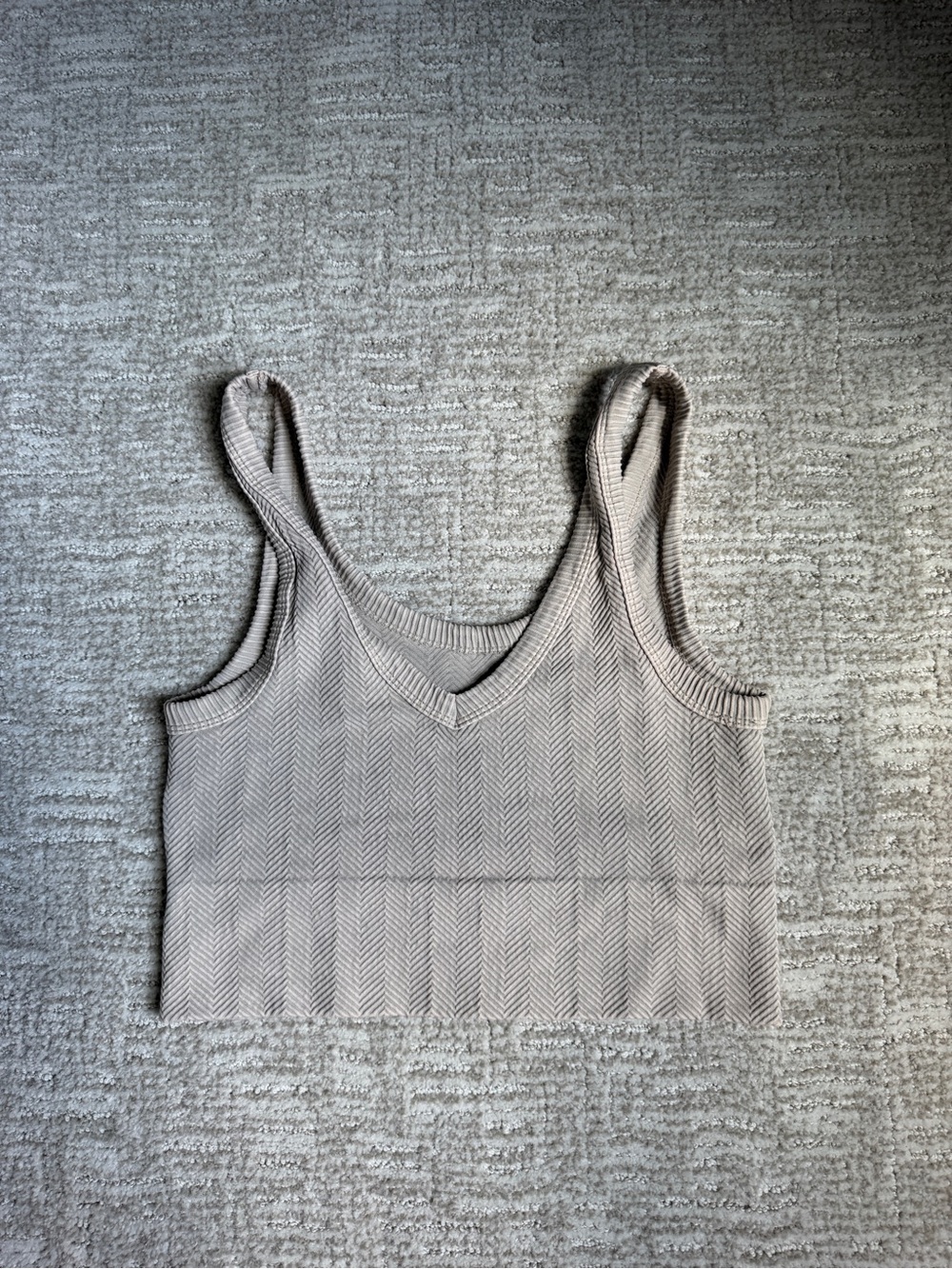 Nikibiki taupe ribbed V-neck crop tank
